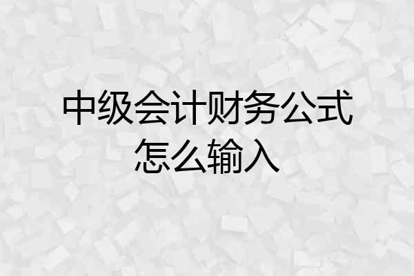中级会计财务公式怎么输入