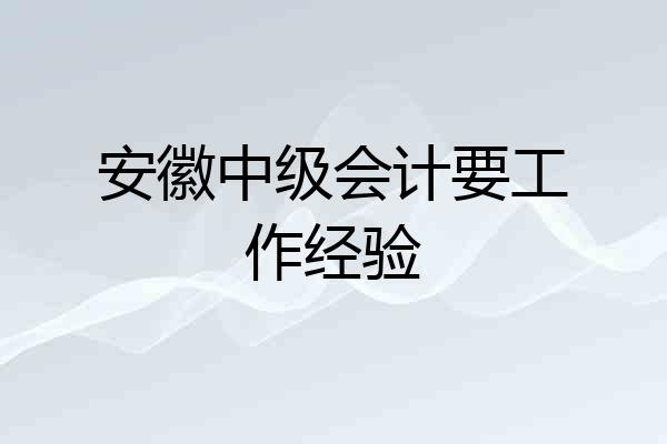 安徽中级会计要工作经验