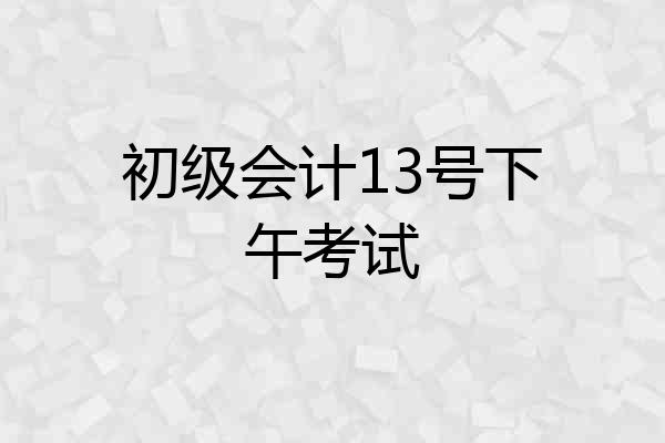 初级会计13号下午考试