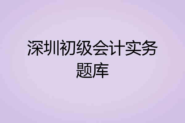 深圳初级会计实务题库