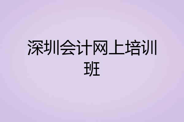 深圳会计网上培训班