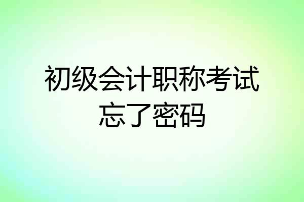 初级会计职称考试忘了密码