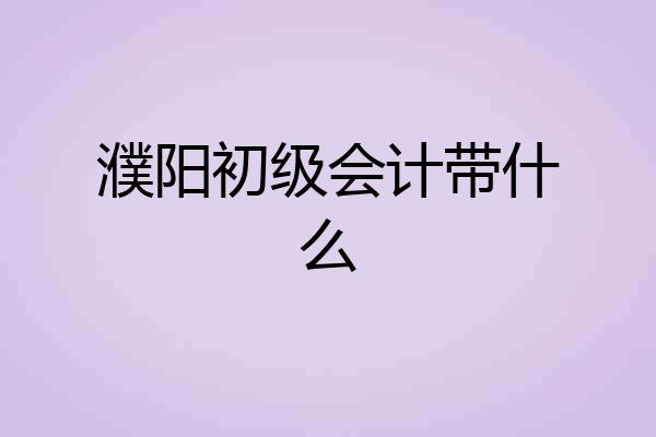 濮阳初级会计带什么
