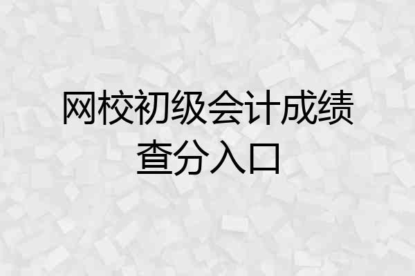 网校初级会计成绩查分入口