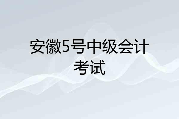 安徽5号中级会计考试