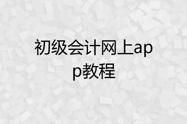 初级会计网上app教程