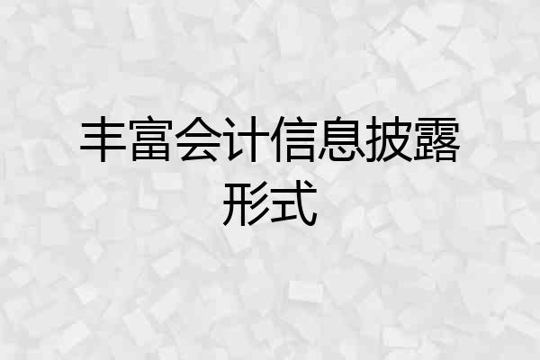 丰富会计信息披露形式