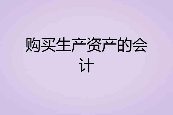 购买生产资产的会计
