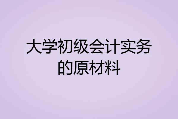 大学初级会计实务的原材料