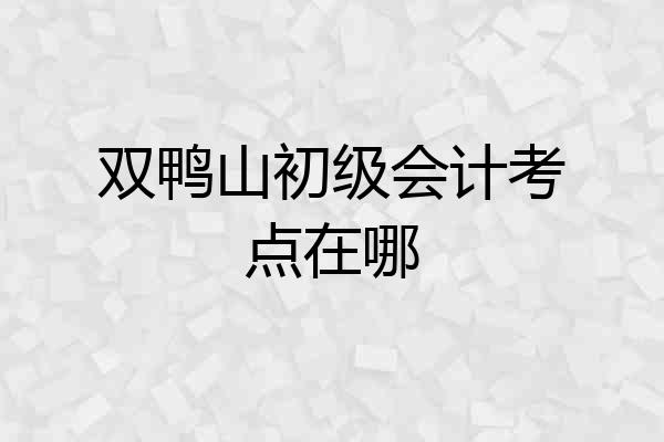 双鸭山初级会计考点在哪