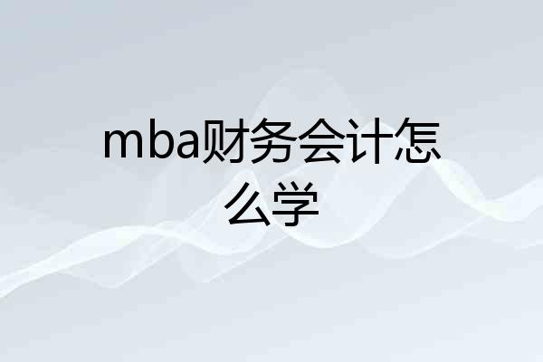 mba财务会计怎么学