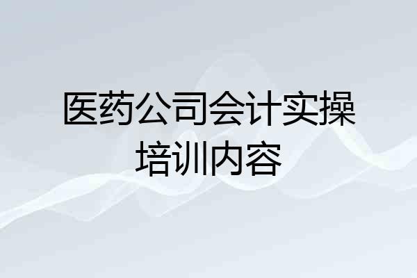 医药公司会计实操培训内容