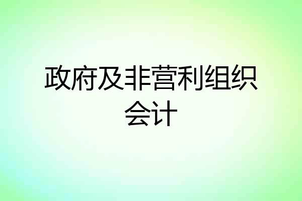 政府及非营利组织会计