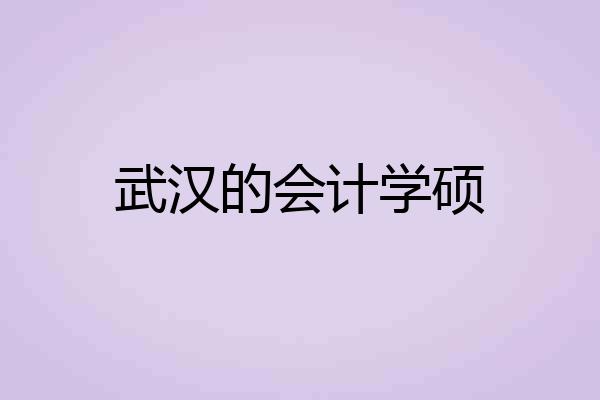 武汉的会计学硕