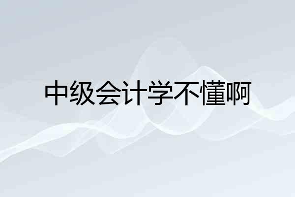 中级会计学不懂啊