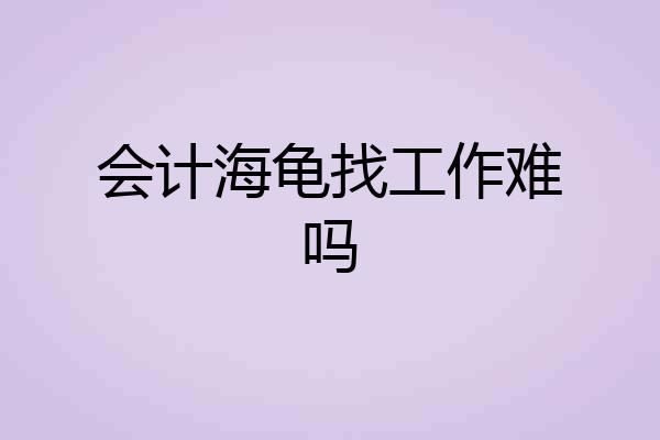 会计海龟找工作难吗