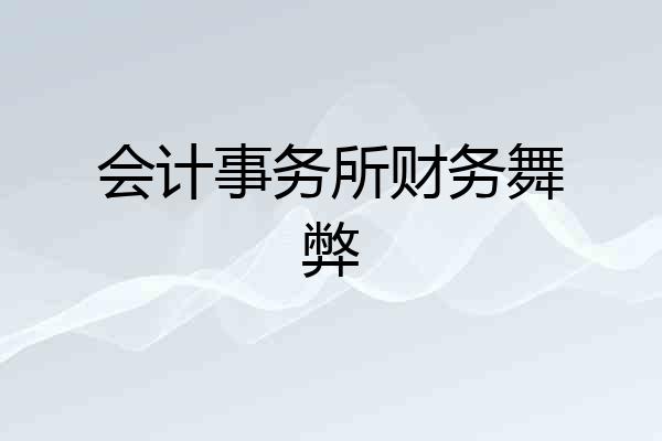会计事务所财务舞弊