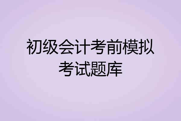 初级会计考前模拟考试题库