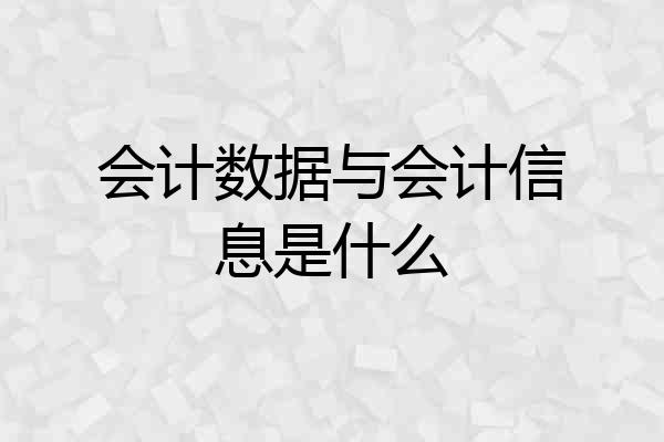 会计数据与会计信息是什么