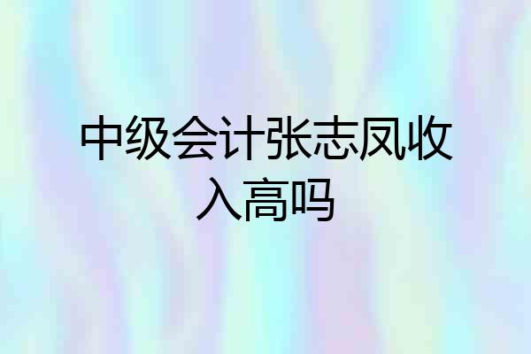 中级会计张志凤收入高吗