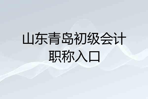 山东青岛初级会计职称入口