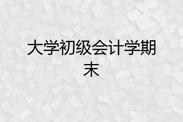 大学初级会计学期末