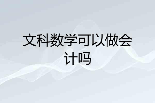 文科数学可以做会计吗