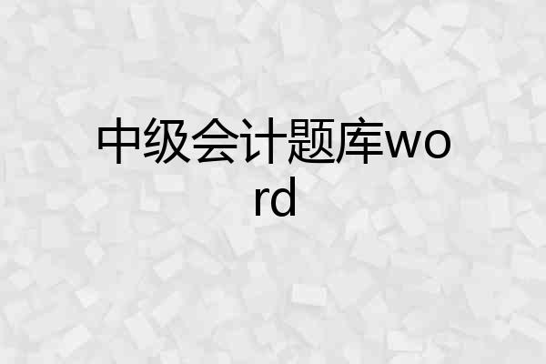 中级会计题库word