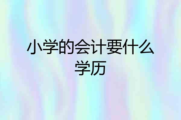 小学的会计要什么学历