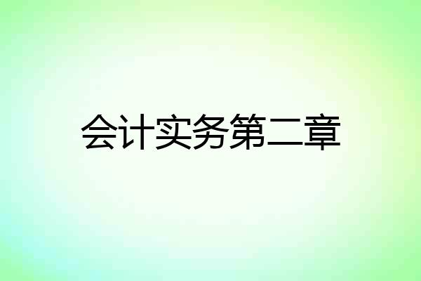 会计实务第二章