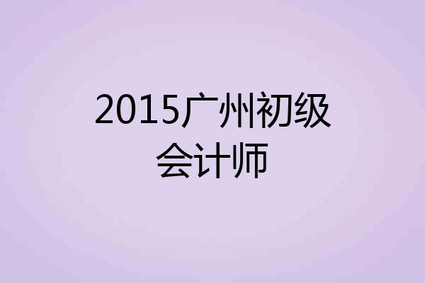 2015广州初级会计师