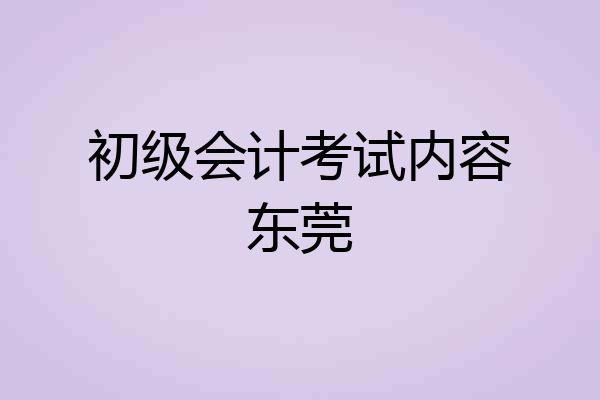 初级会计考试内容东莞