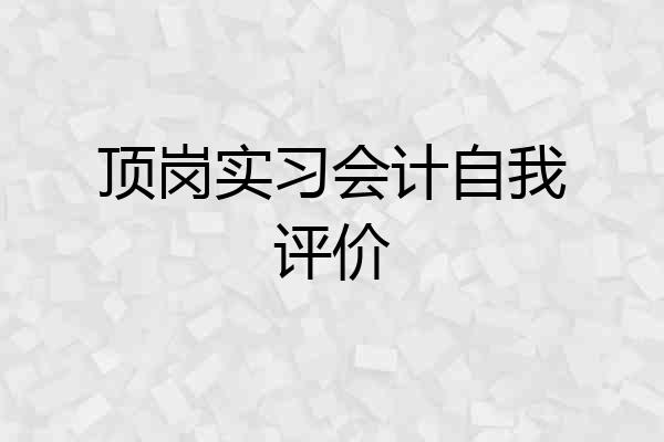 顶岗实习会计自我评价