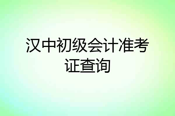 汉中初级会计准考证查询