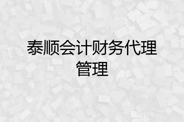 泰顺会计财务代理管理