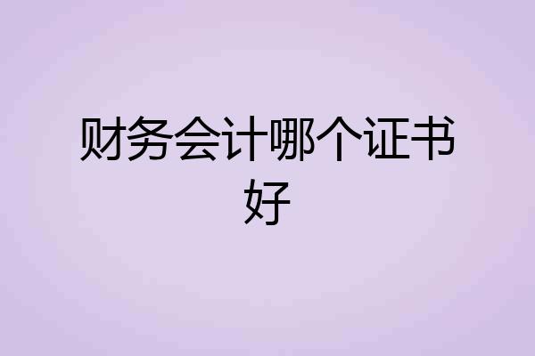 财务会计哪个证书好