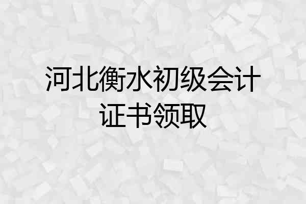河北衡水初级会计证书领取