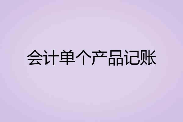 会计单个产品记账