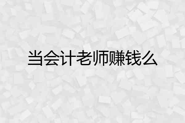 当会计老师赚钱么