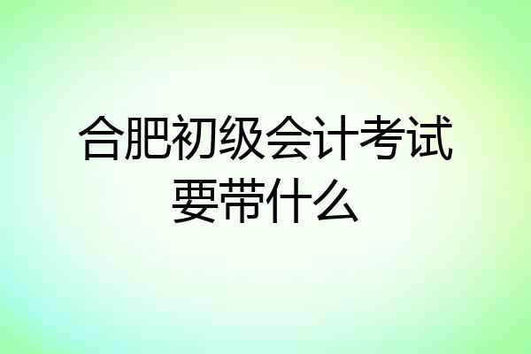 合肥初级会计考试要带什么