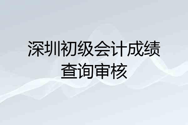 深圳初级会计成绩查询审核