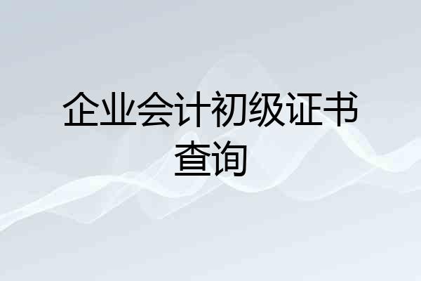 企业会计初级证书查询