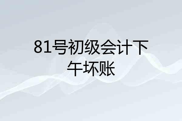 81号初级会计下午坏账