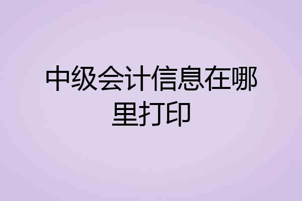 中级会计信息在哪里打印