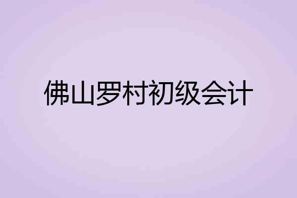 佛山罗村初级会计