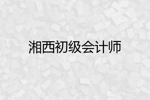 湘西初级会计师