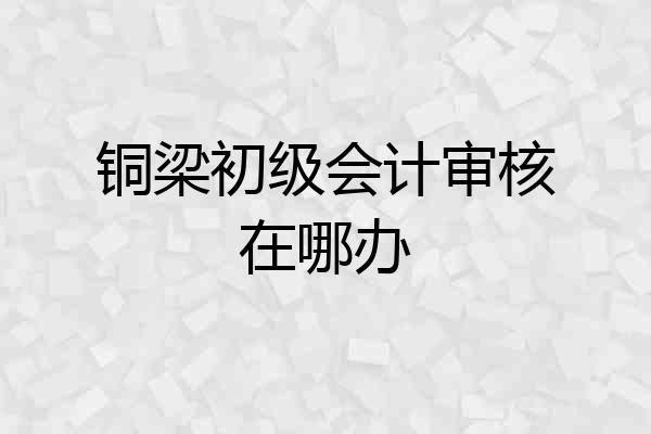 铜梁初级会计审核在哪办