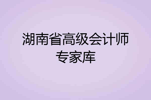 湖南省高级会计师专家库