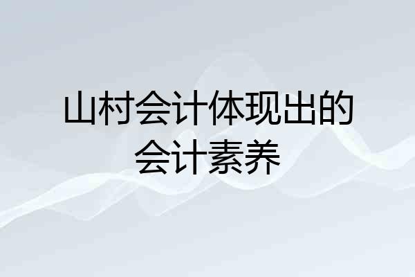 山村会计体现出的会计素养