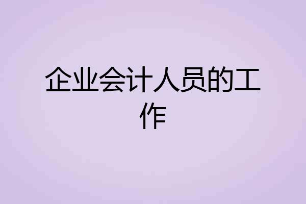 企业会计人员的工作